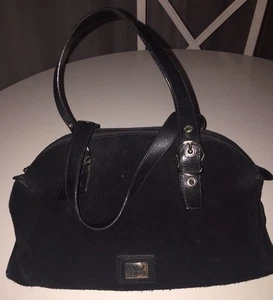 Sharif Black Suede And Leather Bag Purse - Picture 1 of 8