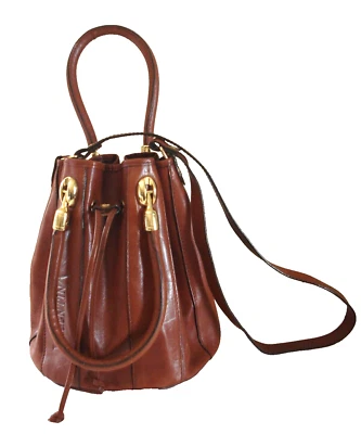 Bolso Cubo Vintage Valentina In Pell Cuero Tostado Hecho en Italia + Correa Bandolera Foto 1 de 4