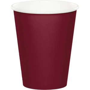 Burgundy Party Supplies Paper Cups x24 Pack Solid Plain Tableware Birthday - Picture 1 of 1