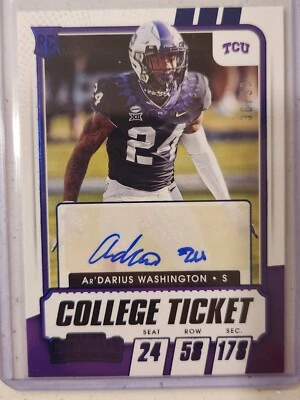 2021 CONTENDERS DRAFT AR'DARIUS WASHINGTON ROOKIE AUTO College TICKET /99 RC... - Image 1 of 3