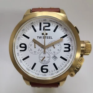 TW Steel Men's 'Grandeur' Quartz 50mm Gold-Tone and Leather Casual Watch Lot #7 - Picture 1 of 22