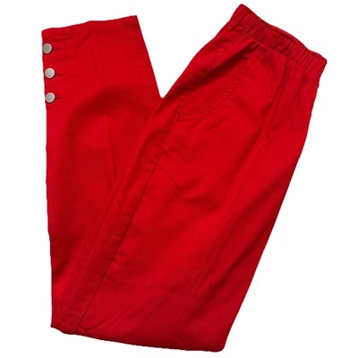 Allison Daley Women's Red Pants Size 8 Button Ankle Elastic Waist Pull On - Image 1 of 4