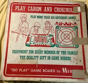 Vintage 1961 Merdel Carom Crokinole Game Board 100 Games box instructions NS - Picture 1 of 19