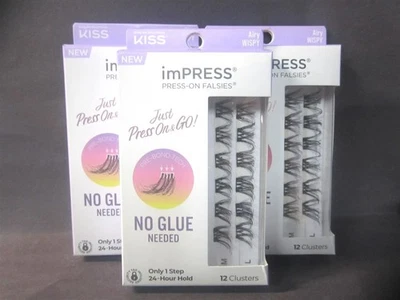 Pestañas autoadhesivas Kiss Impress Falsies Airy Wispy negras a presión - Cantidad 3 Foto 1 de 3
