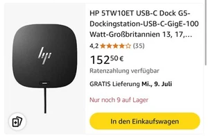 HP 5TW10ET USB-C Dock G5- Dockingstation-USB-C-GigE-100 - Bild 1 von 1