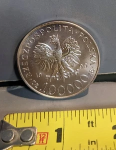 ALTE SILBERMÜNZE 100000 SOIDARNOII 1980 1990 POLSKA RZECZPOSPOLITA LEICHTE TÖNUNG - Bild 1 von 12