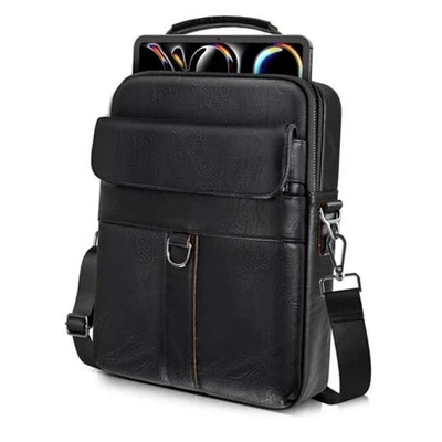 Bolso de hombro de cuero para computadora portátil de 13 pulgadas para Macbook Air 13 pulgadas negro Foto 1 de 4