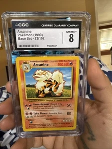 CGC 8 NM/Mint Arcanine Base Set Uncommon Pokemon 23/102 - Picture 1 of 2