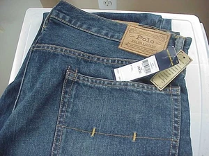 Men Polo Ralph Lauren WARWICK Blue Jeans - 36 X 30 - Varick Slim Straight Fit - Picture 1 of 2