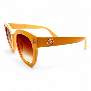 Gucci 0116 Sonnenbrille gelb glänzendes Gestell 60-18 141 braune Gläser mit Farbverlauf Italien - Bild 1 von 12