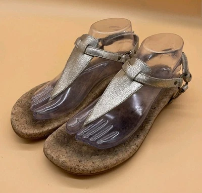Женские оловянные металлические удобные сандалии-стринги Aetrex Emilia размер 7 7,5 США 37 - Изображение 1 из 4