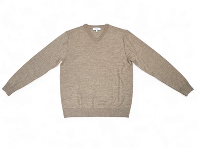 Suéter Turnbury Para Hombres Extra Fino Lana Merino Cuello en V Camel Tostado Talla M Cómodo Foto 1 de 4