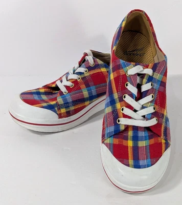 Dansko Shoes Veda Madras Red Plaid Lace-Up Heeled Sneakers Nursing Women  9.5-10 - Image 1 of 4