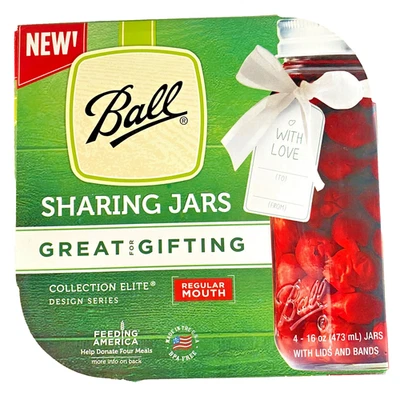 4 frascos para compartir bolas colección Elite enlatado 16 oz RegMouth nuevas bandas de tapas hechas en Estados Unidos Foto 1 de 4