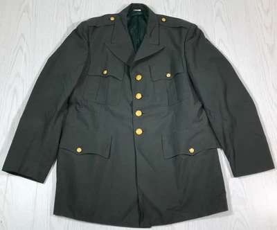 Abrigo de Colección Años 70 Ejército Serge Hombres 42R Verde Abotonado 4 Bolsillos Mezcla de Lana Militar Foto 1 de 4