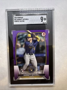2023 Bowman Garrett Mitchell #41 Milwaukee Brewers Purple #142/250 SGC 9 - Bild 1 von 2