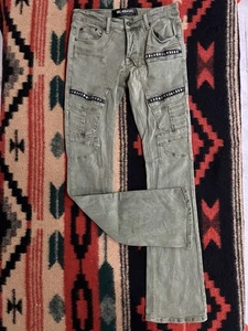 Valabasas Jeans Herren 30 Memphis Design Flare Military Green Utility Streetwear - Bild 1 von 16