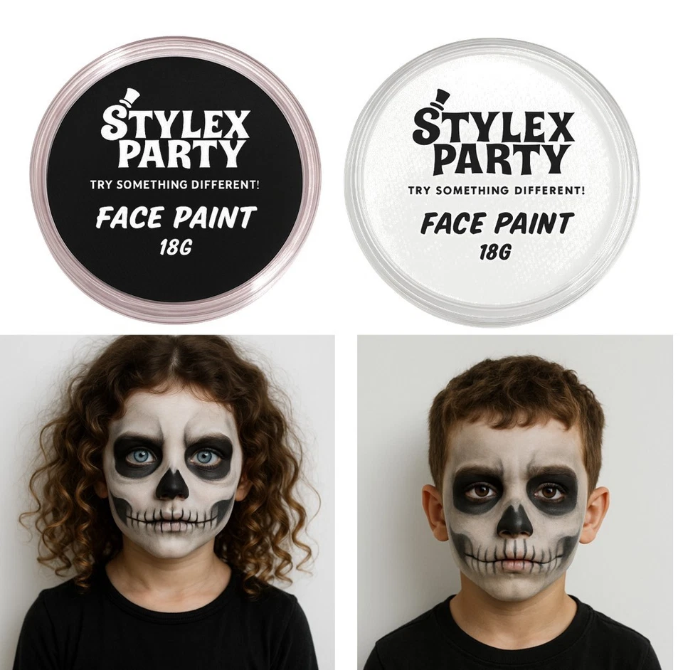 Stylex Party Face Paint Black & White 18g Halloween Makeup Kids Adults Costume - Image 1 of 1