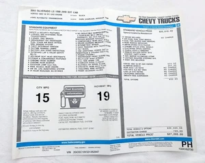 2003 Chevrolet Silverado 1500 Genuine Original Monroney Window Sticker $27,295 - Picture 1 of 4