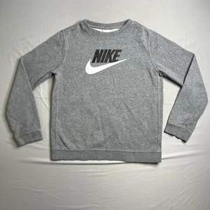 Nike Sweatshirt Youth X-Large Gray Graphic Crew Pull Over Swoosh Casual Active - Picture 1 of 14