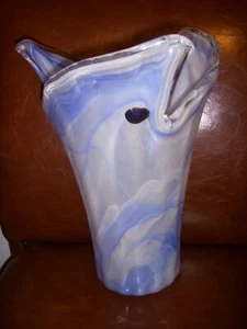 LAVORAZIONE ARTE MURANO LARGE VASE IN BLUE AND WHITE - Picture 1 of 3