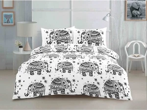 Cotton Blend Luxury Elephant Animal Print Duvet Pillowcase Quilt Bedding Set - Picture 1 of 1