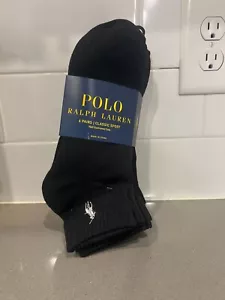 Polo Ralph Lauren Herren 6er Pack Socken SCHWARZ VIERTEL klassisch Sport halb gepolsterte Sohle - Bild 1 von 6