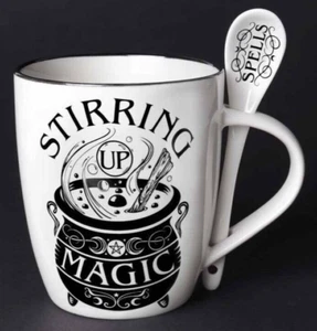 Stirring up Magic Mug and Spoon Set, Witchcraft Spells Potions, Alchemy England - Picture 1 of 4