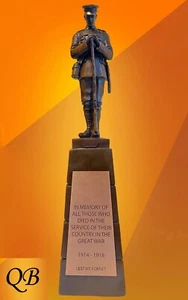 ART DECO BRONZE FIGURINE WW1 SCULPTURE STATUE CENTENARY SOLDIER HOT CAST FIGURE - Picture 1 of 6
