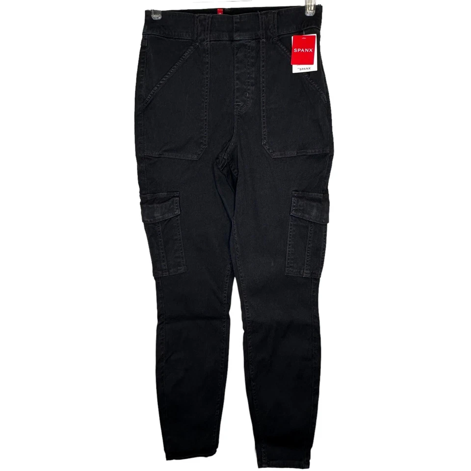 Spanx Stretch Twill Ankle Cargo Pants Washed Black Size Medium