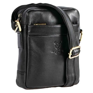 MATADOR Kleine Echt Leder Umhängetasche Schultertasche Reisetasche Nappa Schwarz - Bild 1 von 5