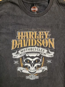 Harley Davidson Motorcycle Black T Shirt Men's L Military Skull El Paso Tx - Picture 1 of 6