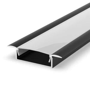 1m recessed alu. EW1 LED profile extrusion channel painted black, diffuser strip - Picture 1 of 8