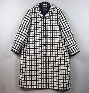 Abrigo Ann Taylor Ligero Mujer XLT Negro/Gris Cuadros Botón Frontal Completamente Forrado - Imagen 1 de 9