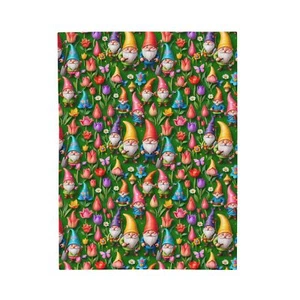 Velveteen Plush Blanket, Cute Spring Colorful Garden Gnomes, Cozy Winter Home - Picture 1 of 13