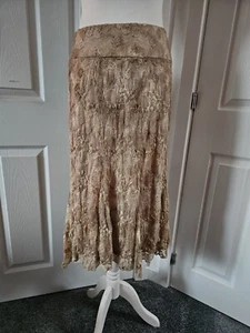 Falda Per Una Y2k Malla Red Midi Beige Talla 14R Whimsicore Boho Nueva con Etiquetas - Imagen 1 de 15