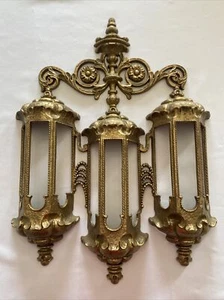 Vintage 1970s Gold Tone Burwood #585 Hanging Lantern Wall Pocket Planters MCM 2 - Picture 1 of 13