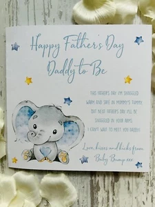 Handarbeit Babybauch Vatertagskarte Elefant Gedicht Papa zum Geburtstag Opa  - Bild 1 von 7
