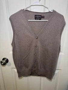 Black Brown 1826 Men’s SZ Large Extra Fine Merino Wool Sweater Vest Brown Preppy - Picture 1 of 4