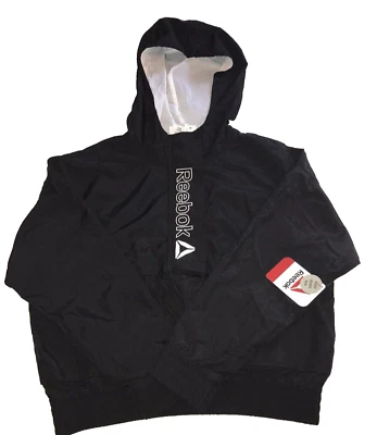 REEBOK ROMPEVIENTOS NUEVO CON CAPUCHA NIÑAS TALLA M 7/8 NEGRO PRECIO DE VENTA SUGERIDO POR EL FABRICANTE $20 NUEVO CON ETIQUETAS Foto 1 de 4