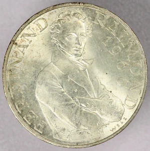 1966 Ausria Silver 25 Schilings Ferdinard Raimund-BU - Picture 1 of 2