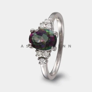 AAA+ Alexandrite Gemstone With 925 Sterling Silver Engagement Ring For Women's - Picture 1 of 6