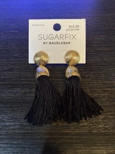 Neu Sugarfix von BAUBLEBAR Ohrringe poliert Goldrand schwarz Quaste neu - Bild 1 von 3