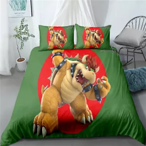 Bowser Twin/Full/Queen/King Bed Duvet/Quilt Cover Set Pillowcase Set Super Mario - Picture 1 of 2