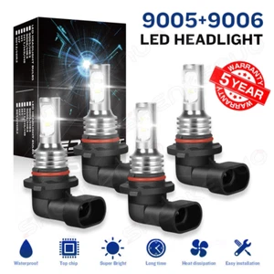 9005 9006 LED Headlight KIT Combo Bulb 10000K High Low Beam Super Bright White - Picture 1 of 15