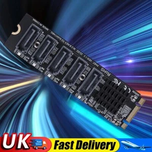 M.2 MKEY PCI-E Expansion Card SATA3.0 Adapter Converter (NGFF to 5-port SATA) UK - Afbeelding 1 van 7