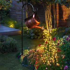 Watering Can LED String Lights - Stars Solar Shower Garden Lamp Decoration W - Picture 1 of 6