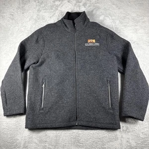 Ibex Jacket Mens XL Gray Wool Full Zip Made In USA Embroidered Logo Coat Outdoor - Picture 1 of 12