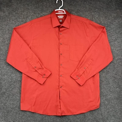Camisa de Vestir Van Heusen Para Hombre 17.5 34/35 Roja Lux Satén Ajuste Regular Sin Hierro Sólida Foto 1 de 4