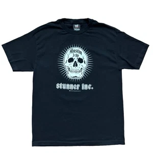 T-shirt vintage Stone Cold uomo L nera WWE WWF Austin 3:16 Skull Stunner Inc - Foto 1 di 10